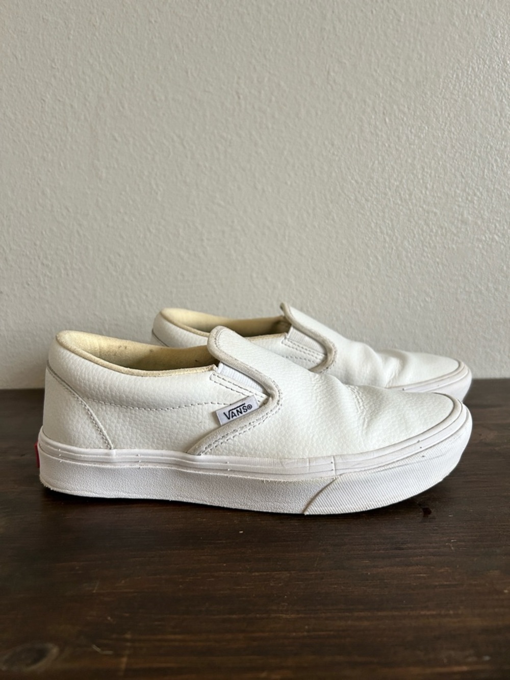 Custom White Leather Vans